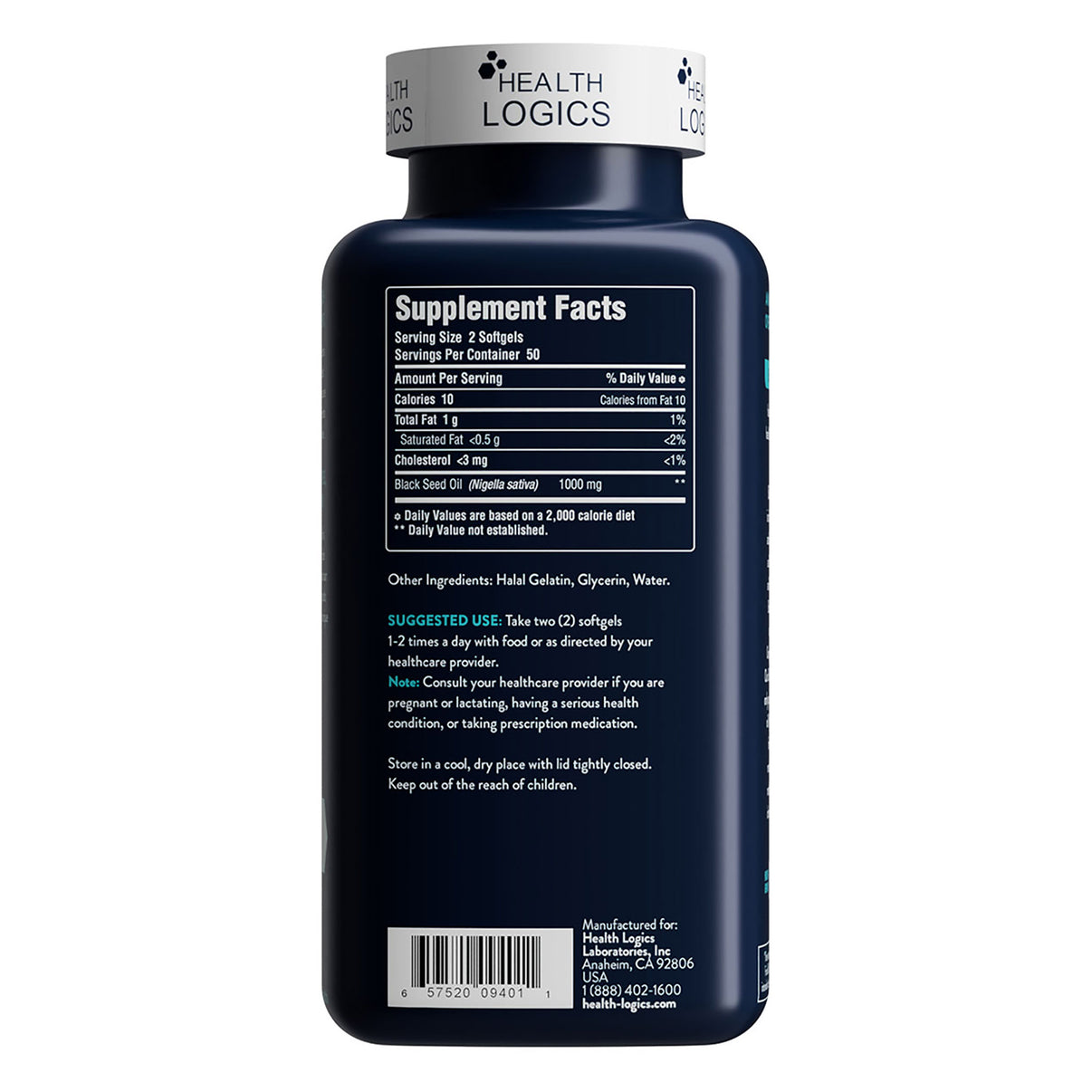 Black Cumin Seed Oil Soft Gels 100 Capsules Health Logics